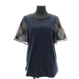 ハイゲージシルケットスムース チュニックカットソー 半袖 プルオーバー レース コットン 38 M マルチカラー