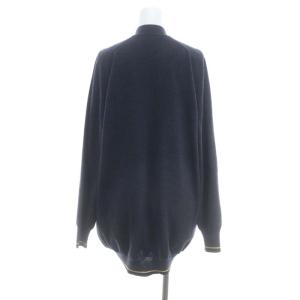 HERMES レオパード切替 ニット カーディガン 42 ダークグレー ベージュ