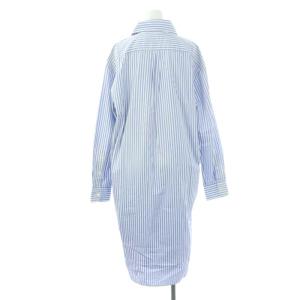 POLO RALPH LAUREN グラデーション ストライプ シャツ ワンピース 長袖 ロング コットン 8 青 白 ブルー ホワイト