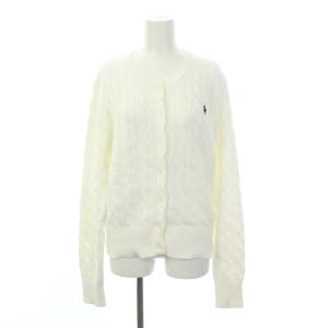 POLO RALPH LAUREN ロゴ刺繍 ケーブル ニット カーディガン 長袖 L 白 ホワイト