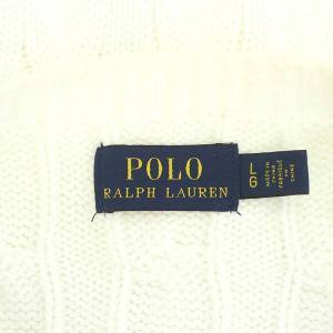 POLO RALPH LAUREN ロゴ刺繍 ケーブル ニット カーディガン 長袖 L 白 ホワイト