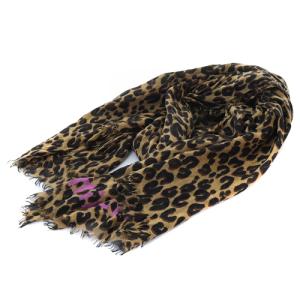 M72215 エトール レオパード カシミヤ シルク ストール ブラウン