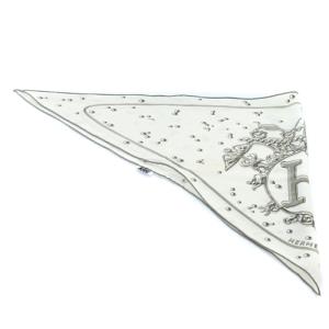HERMES ポワンテュ ポワントゥ 銀のしずく VIF ARGENT シルク トライアングル スカーフ ホワイト