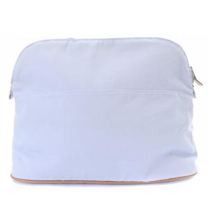 HERMES ボリード ポーチ TGM ロゴ キャンバス 水色 ブルー