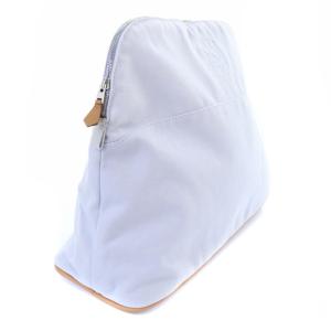 HERMES ボリード ポーチ TGM ロゴ キャンバス 水色 ブルー