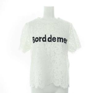 22SS レースロゴトップス カットソー 半袖 36 白 黒 ホワイト ブラック