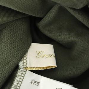 Grace Class ポケット付ジャージワンピース ロング 半袖 ロールアップ 36 ダークカーキ