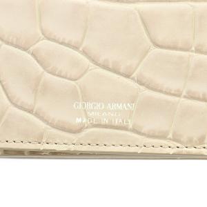 GIORGIO ARMANI カードケース クロコ型押し 二つ折り レザー ベージュ