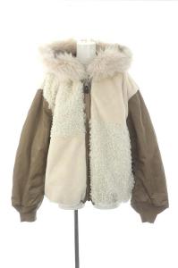 Grace Class 22AW リバーシブルミリタリージャケット ジップアップ フード 36 グレージュ オフホワイト