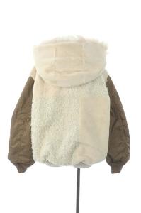 Grace Class 22AW リバーシブルミリタリージャケット ジップアップ フード 36 グレージュ オフホワイト