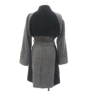 Paul Smith BLACK MOON BRITISH ダブルコート ステンカラー ロング アウター ベルト付き 40 黒 白 ブラック ホワイト