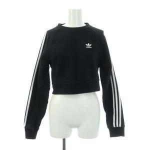 21AW SWEATSHIRT スウェット トレーナー 長袖 ロゴ刺繍 ライン コットン S 黒 白 ブラック ホワイト