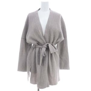 CARIAGGI Rib カーディガン ニット 長袖 ベルト付き カシミヤ グレージュ
