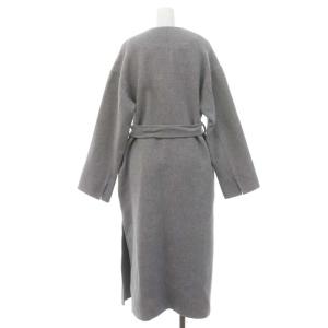 Spick&Span ビーバーフォールドラペルコート アウター ノーカラー ロング ベルト付き 34 グレー