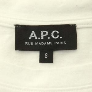 A.P.C. ロゴ刺繍 Tシャツ カットソー 半袖 コットン S 白 赤 ホワイト レッド