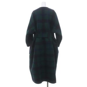 Drawer ブラックウォッチノーカラーコート 38 緑 青 黒