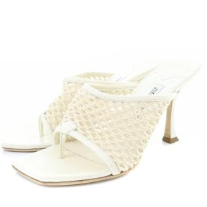 メッシュ トング ミュール サンダル 37 24cm 白 ホワイト