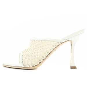 JIMMY CHOO メッシュ トング ミュール サンダル 37 24cm 白 ホワイト