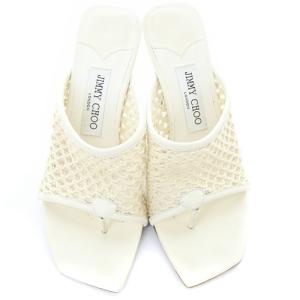JIMMY CHOO メッシュ トング ミュール サンダル 37 24cm 白 ホワイト