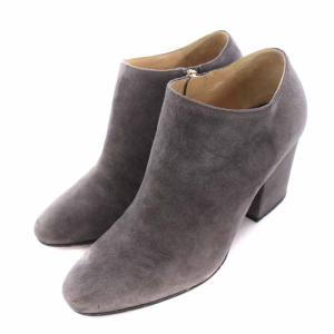 Sergio Rossi ブーティ ブーツ スエード ラウンドトゥ チャンキーヒール 34.5 21.5cm グレー