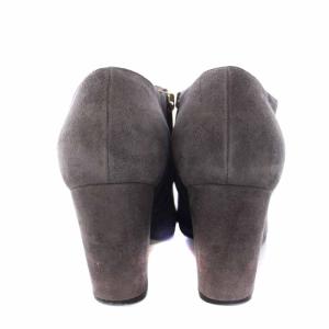 Sergio Rossi ブーティ ブーツ スエード ラウンドトゥ チャンキーヒール 34.5 21.5cm グレー