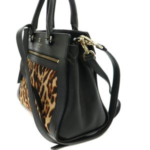kate spade new york ショルダーバッグ ハンドバッグ 2WAY ロゴ ヒョウ柄 レオパード レザー ハラコ 黒 ブラック