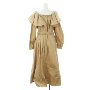 Diagram GRACE CONTINENTAL 22SS フリルショルダーワンピース 長袖 ロング ベルト付き コットン混 36 ベージュ