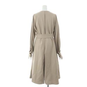 ELIN STUDIOUS 別注 ボリュームスリーブウールコート ノーカラー ロング アウター リボンベルト付き 36 ベージュ