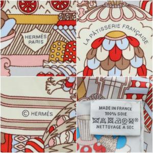 HERMES 22SS スカーフ カレ45 LA PATISSERIE FRANCAISE シルク グレー