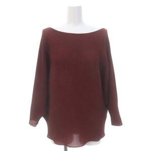 ワッフルプリーツドルマンプルオーバーブラウス シャツ カットソー 長袖 プルオーバー F 茶 ブラウン