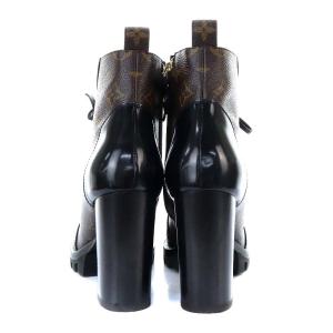 LOUIS VUITTON モノグラム スタートレイル・ライン アンクルブーツ ショート チャンキーヒール 37 ブラウン