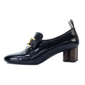 LOUIS VUITTON モノグラム SWIFT ローファー パンプス チャンキーヒール 23.5cm ブラック