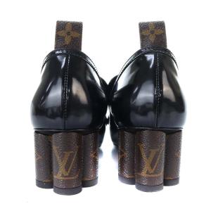 LOUIS VUITTON モノグラム SWIFT ローファー パンプス チャンキーヒール 23.5cm ブラック