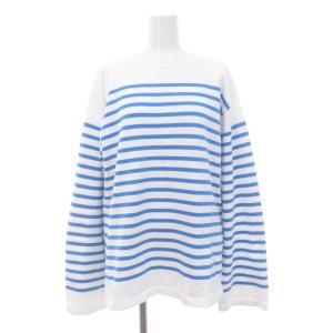 22SS ボーダーカットソー 長袖 コットン 38 白 ホワイト ライトブルー