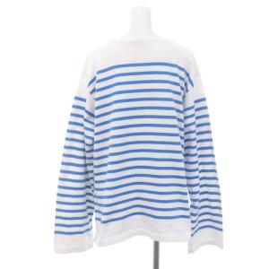 ENFOLD 22SS ボーダーカットソー 長袖 コットン 38 白 ホワイト ライトブルー