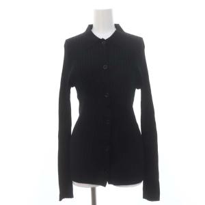 23SS ポロシャツニットカーディガン 長袖 リブ 黒 ブラック