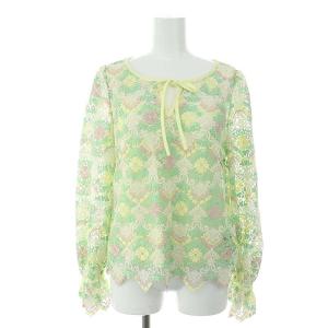 22SS フラワーレースパフトップ トップス カットソー 長袖 インナー付き 36 マルチカラー