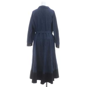 Diagram GRACE CONTINENTAL 22AW ボリュームフレア シャツワンピース ロング マキシ丈 長袖 スキッパー バイカラー ベルト付き 38 紺 黒 ネイビー