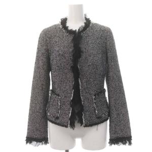 EPOCA スーツ セットアップ 上下 ツイード ジャケット スカート ひざ丈 38 黒 白 ブラック ホワイト