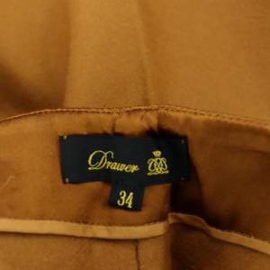 Drawer ウールセンタープレスドパンツ ワイド クロップド ジッパーフライ 34 キャメル