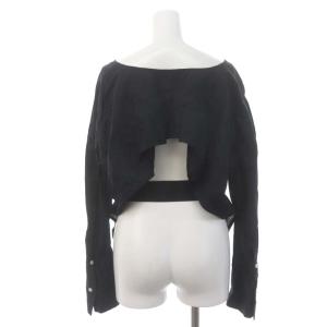 CINOH バックタックブラウス 長袖 バックオープン Vネック 38 濃紺 ダークネイビー