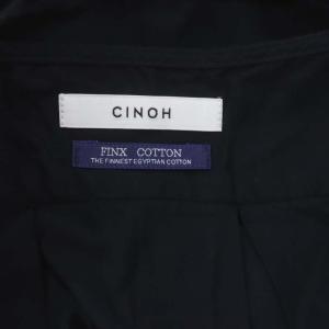 CINOH バックタックブラウス 長袖 バックオープン Vネック 38 濃紺 ダークネイビー