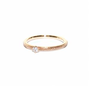agete K10 0.03ct 一粒 ダイヤ リング ピンキーリング 指輪 3号 イエローゴールド アクセサリー ジュエリー