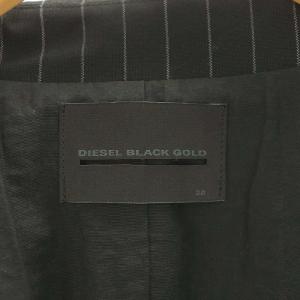 DIESEL BLACK GOLD ZOWOL ストライプ ベスト ジレ 前開き 38 黒 ブラック グレー