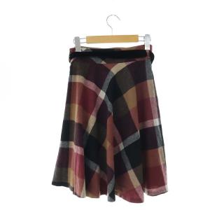 BLUE LABEL CRESTBRIDGE チェック フレアスカート ひざ丈 ウール 38 マルチカラー 55S26-816-17