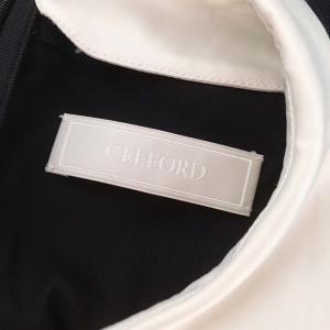 CELFORD 21AW 襟付トライアングルドット2WAYワンピース ロング 半袖 36 黒 白 ブラック ホワイト