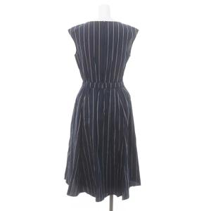 ANAYI ワンピース ひざ丈 ノースリーブ ドビーストライプ 38 紺 ネイビー
