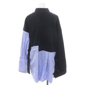 ENFOLD 22SS ダンボール スウェットレイヤーPULLOVER カットソー チュニック 長袖 アシンメトリー 切替 38 紺 水色