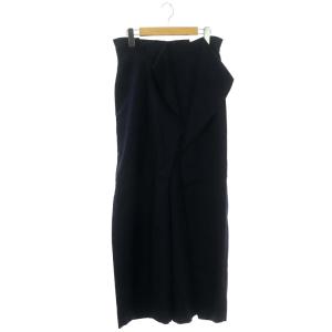 2WAY ピンヘッド デザインワイドトラウザー パンツ ウール 38 紺 ネイビー