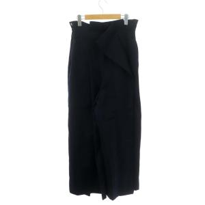 ENFOLD 2WAY ピンヘッド デザインワイドトラウザー パンツ ウール 38 紺 ネイビー